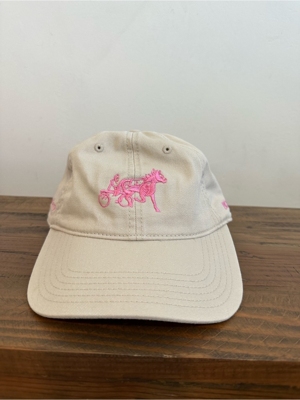 Siegelman Stable Beige Dad Hat with Pink Embroidery